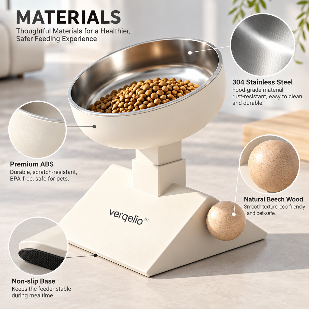 Verqelio™ Elevated Pet Bowl – Modern Raised Feeder for Dogs & Cats