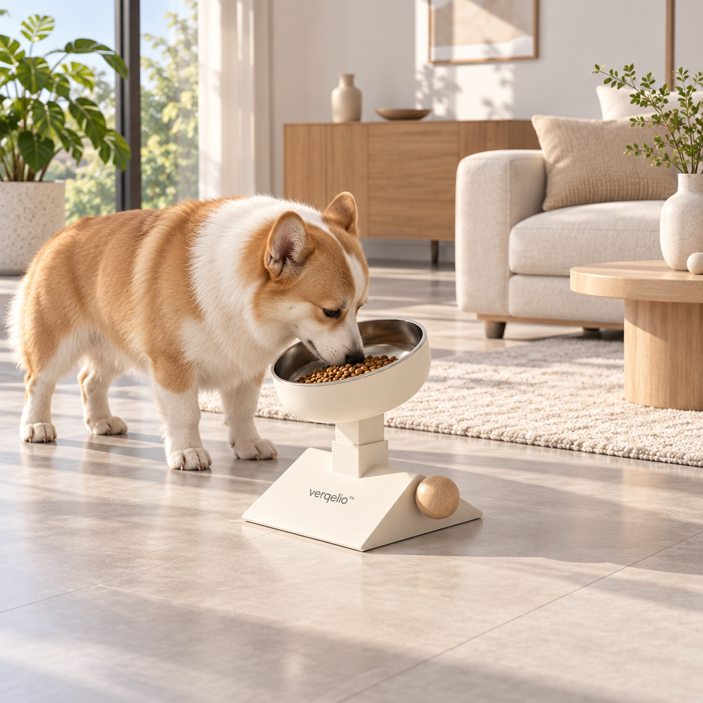 Verqelio™ Elevated Pet Bowl – Modern Raised Feeder for Dogs & Cats