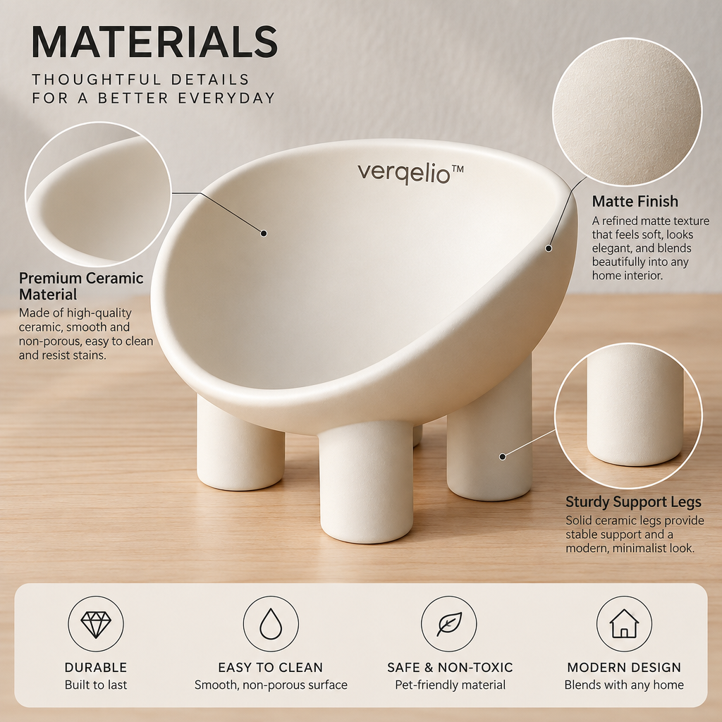 Verqelio™ Elevated Ceramic Pet Bowl – Modern Matte Finish