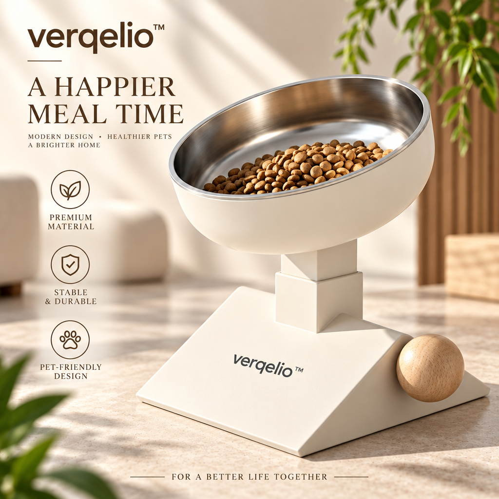Verqelio™ Elevated Pet Bowl – Modern Raised Feeder for Dogs & Cats