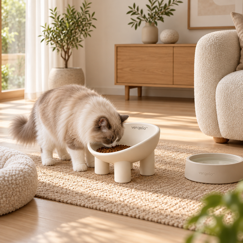 Verqelio™ Elevated Ceramic Pet Bowl – Modern Matte Finish
