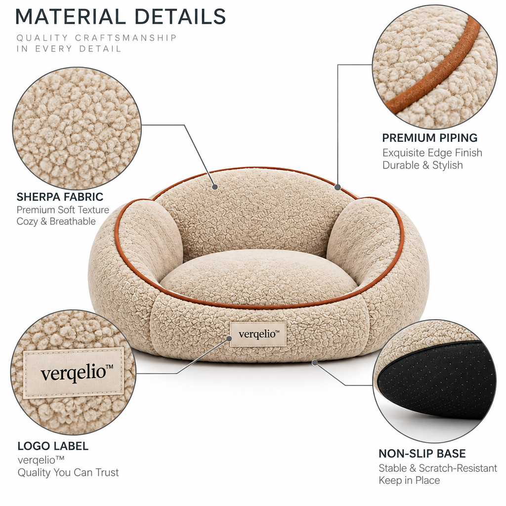 Verqelio™ Cozy Lounge Pet Bed — Soft Sherpa Comfort for Dogs & Cats