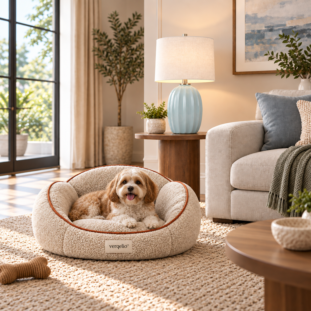 Verqelio™ Cozy Lounge Pet Bed — Soft Sherpa Comfort for Dogs & Cats