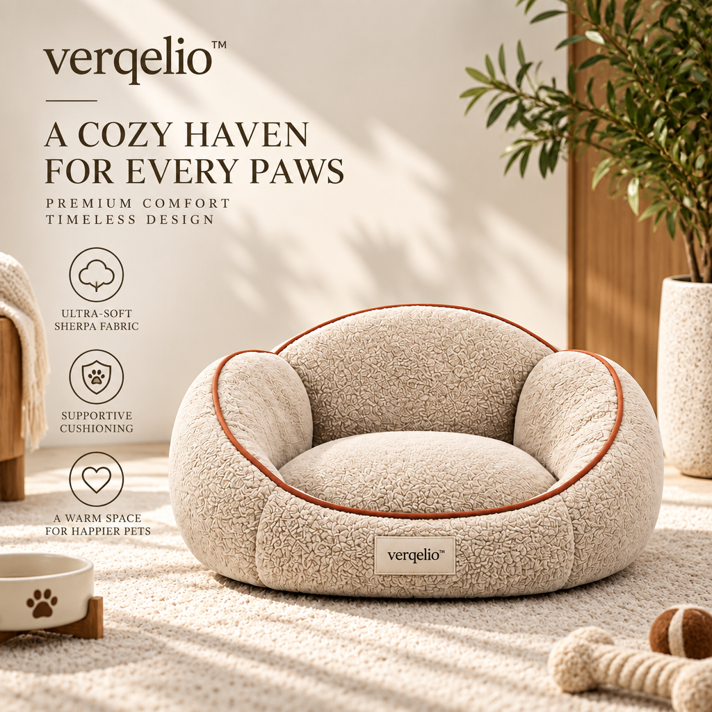 Verqelio™ Cozy Lounge Pet Bed — Soft Sherpa Comfort for Dogs & Cats
