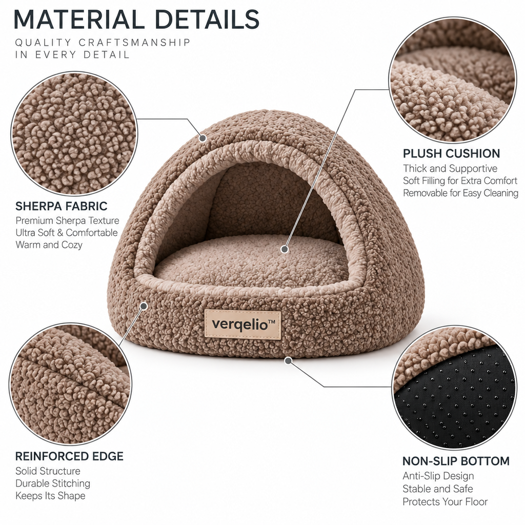 Verqelio™ Cozy Cave Pet Bed — Soft Comfort for Dogs & Cats
